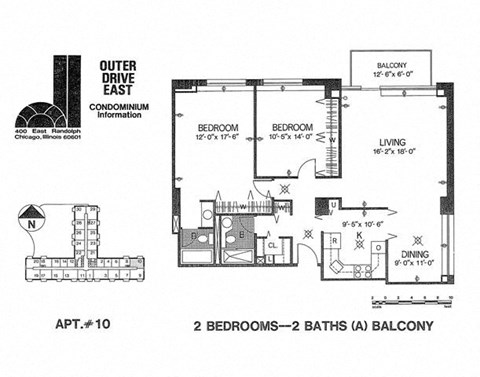 Floor plan for 2 beds, 2 baths